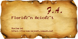 Florián Acicét névjegykártya